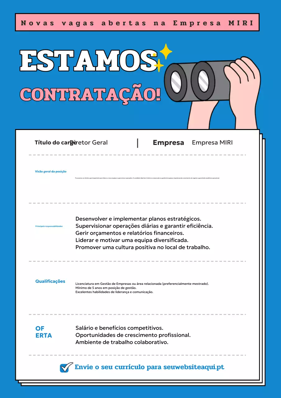 anúncio de contratação blue modern