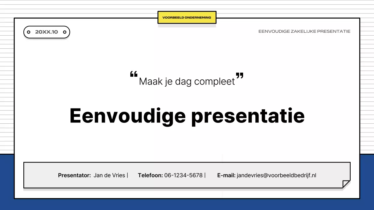 Gele eenvoudige bedrijfsbeschrijving