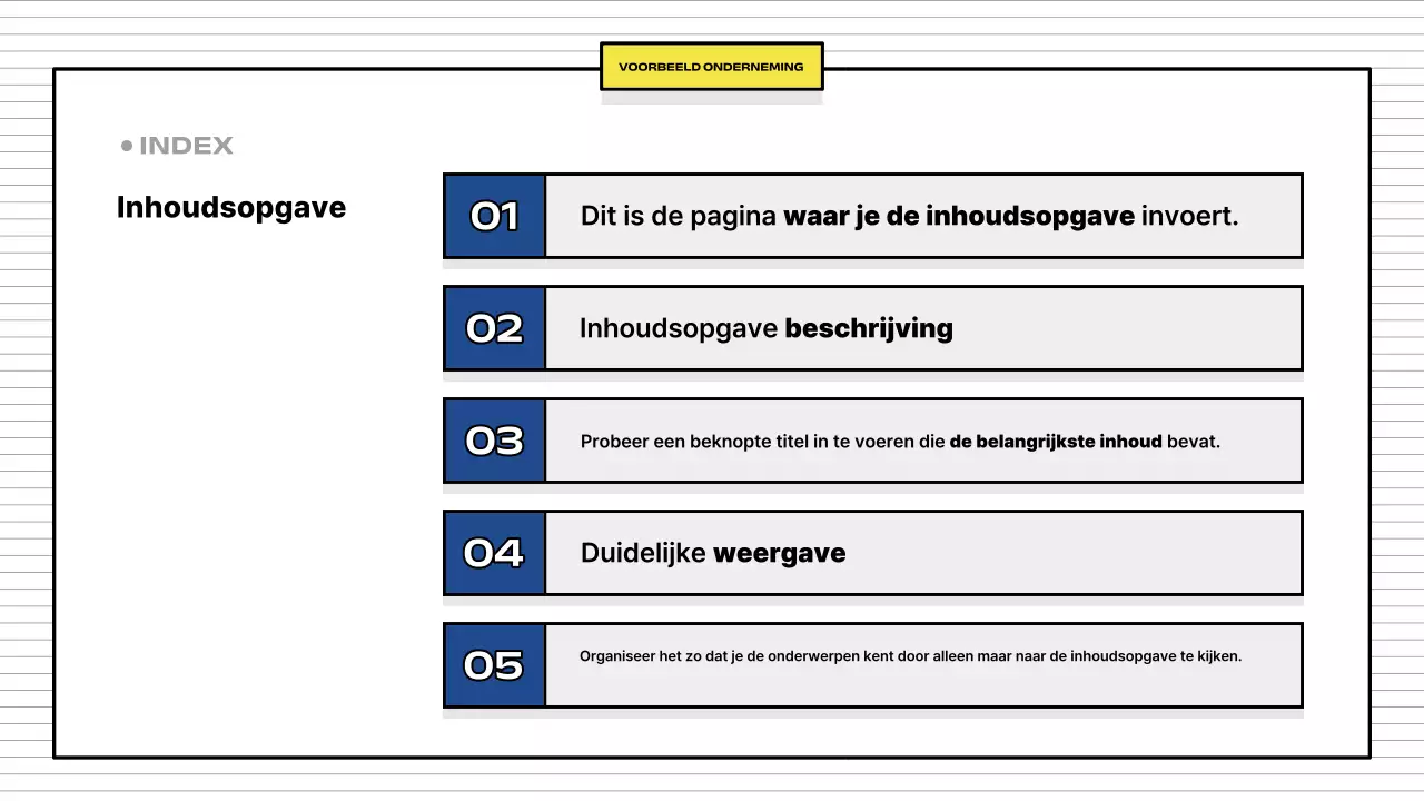 Gele eenvoudige bedrijfsbeschrijving