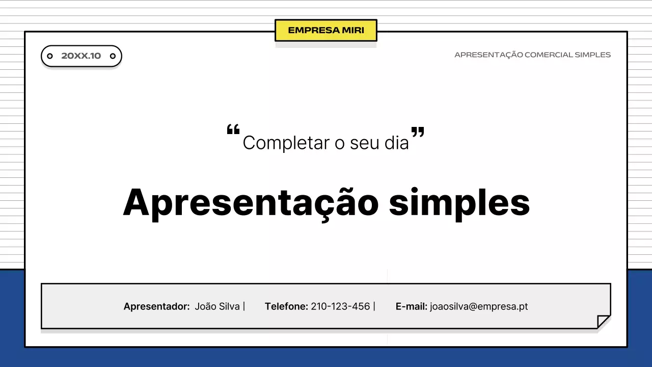 Descrição simples da empresa em amarelo