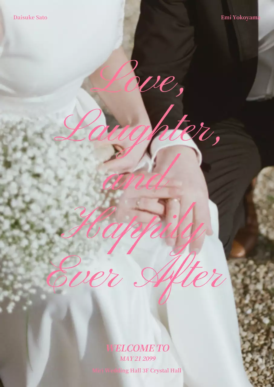 ピンク クラシック 手書きのウェルカムボード