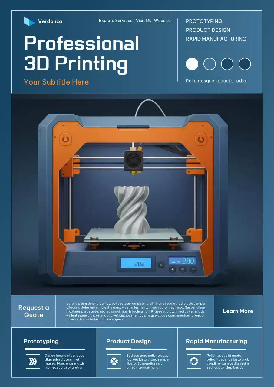 Orange and Blue Gradient Professional 3D Printing Promotion Poster