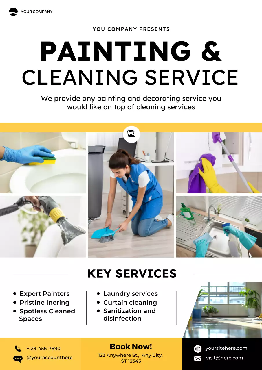 Yellow Modern Cleaning Service Advertisement Poster