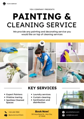 Yellow Modern Cleaning Service Advertisement Poster
