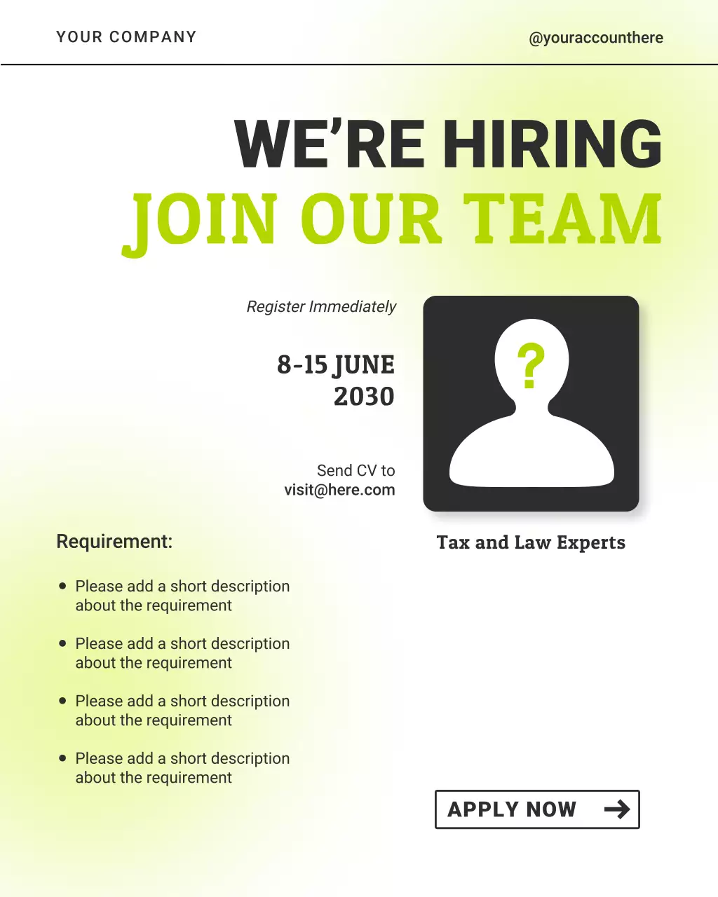 Green Modern Recruitment Announcement Instagram Post