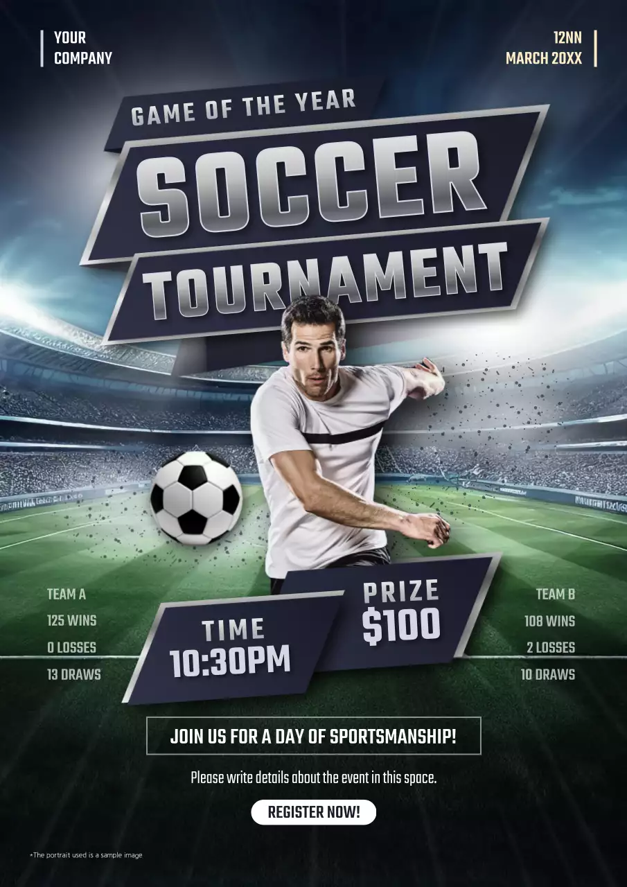 Blue Bold Soccer Promotion Poster