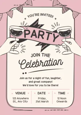 Pink Retro Celebration Invitation Poster
