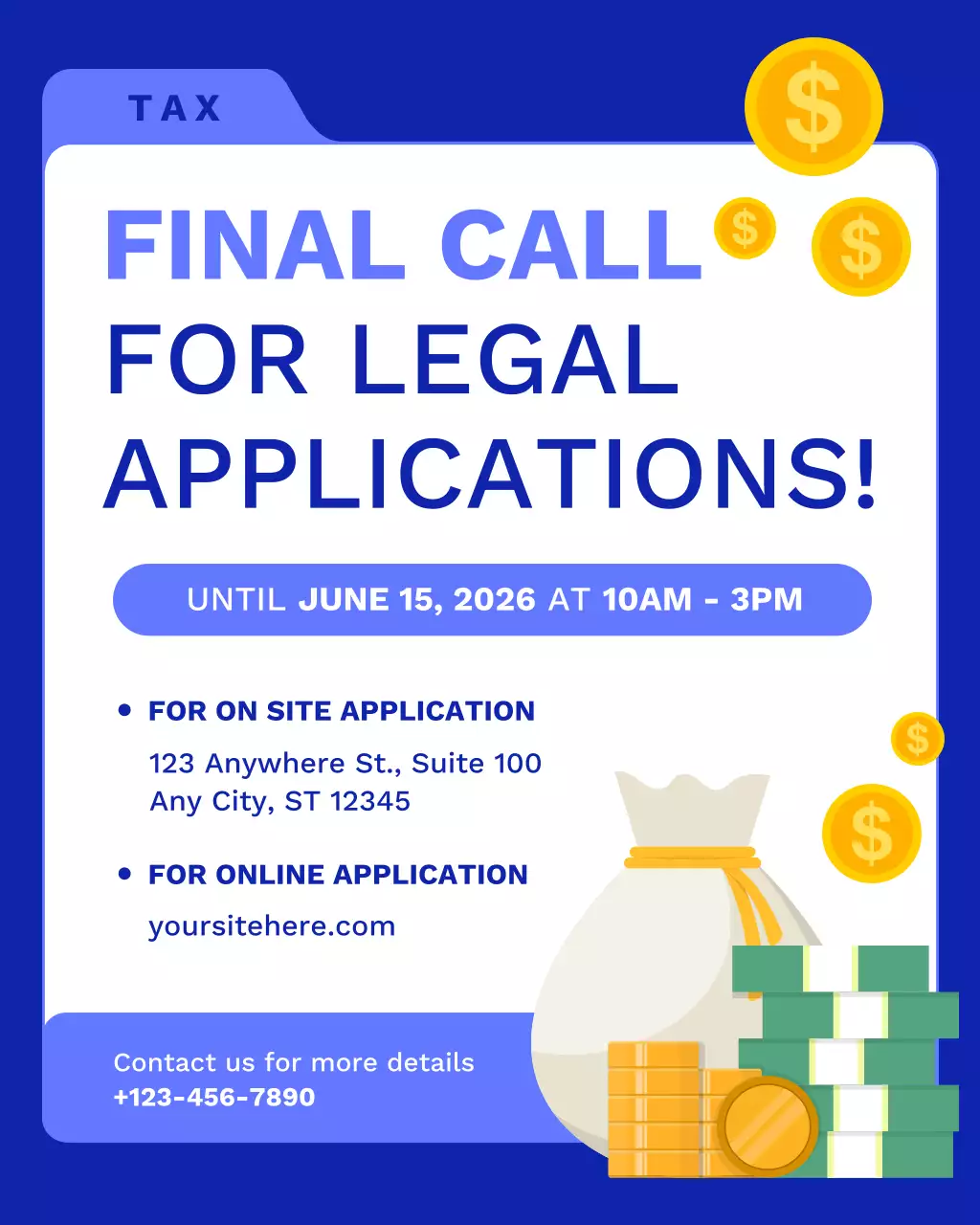 Blue and White Legal Urgent Announcement Instagram Post