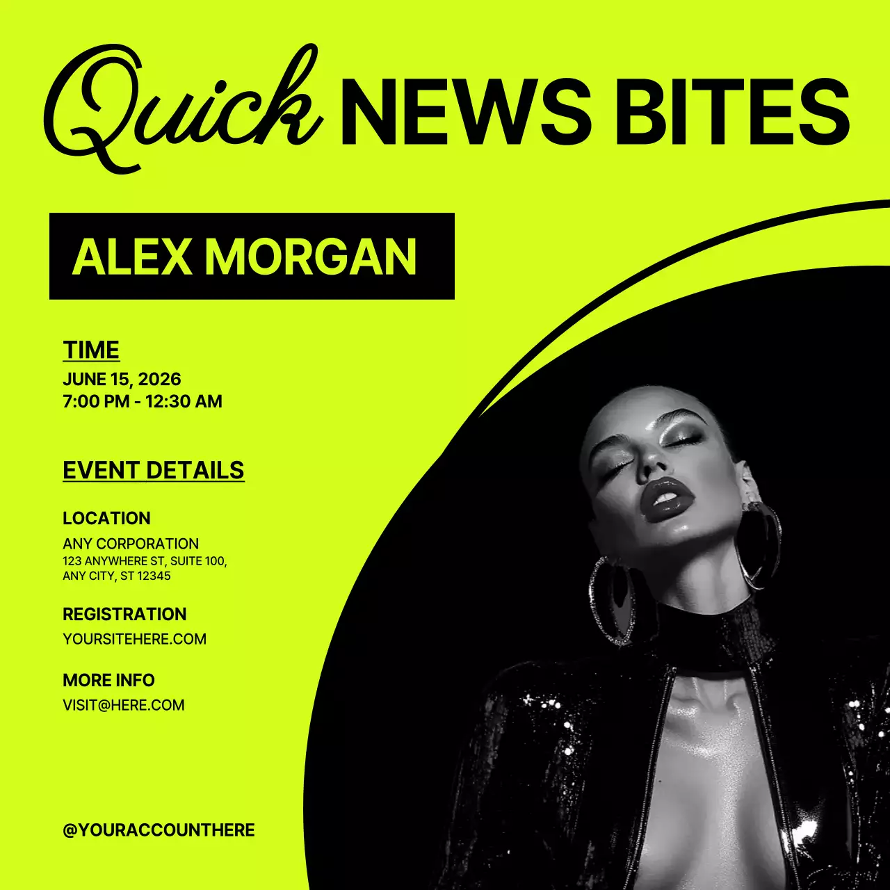 Neon Modern Event Invitation Social Media Square