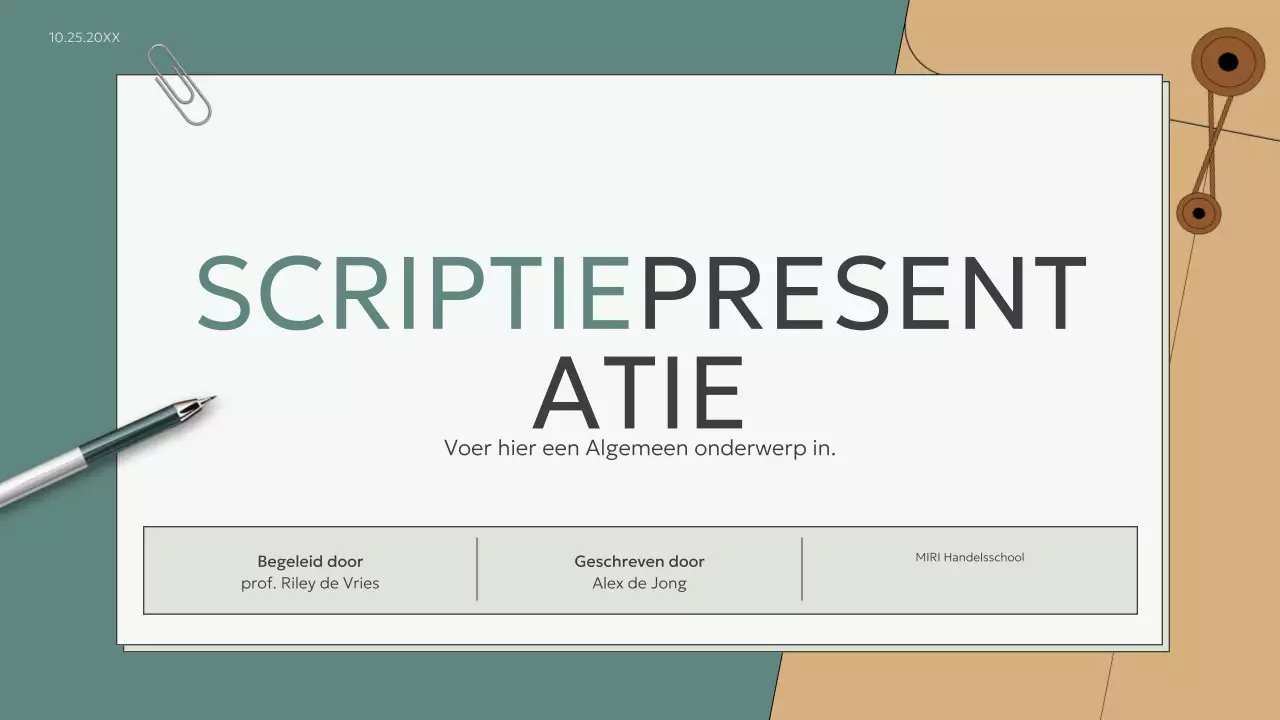 teal modern scriptie presentatie