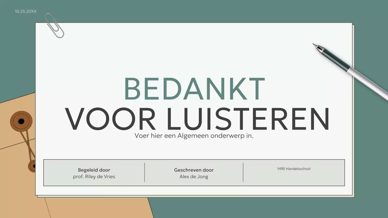 teal modern scriptie presentatie