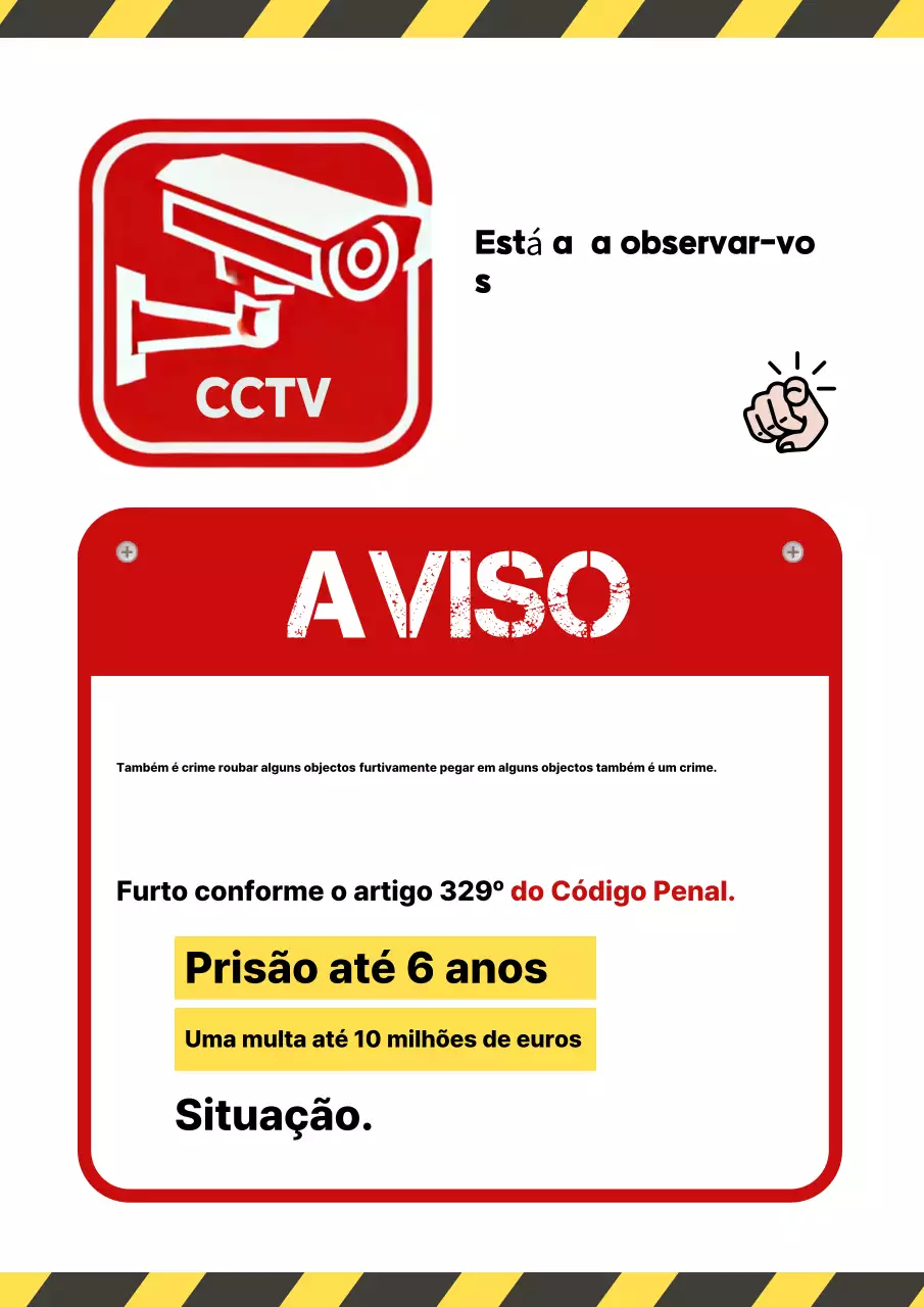 Vermelho Simples Cuidado com o roubo