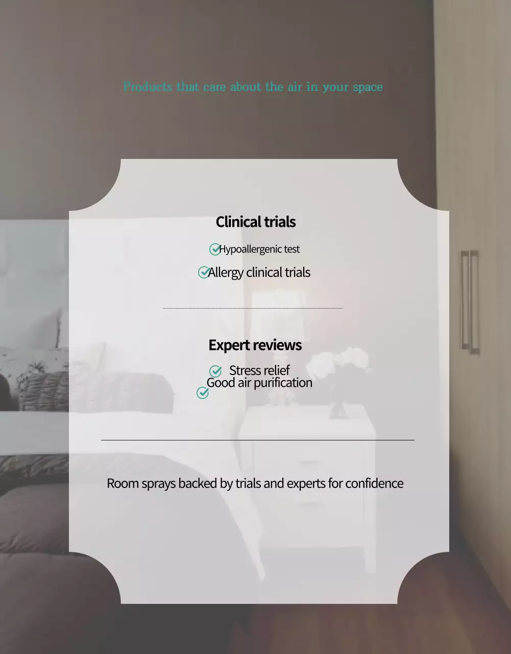 Iklan produk untuk semprotan ruangan dengan aroma alami hijau dan mint.