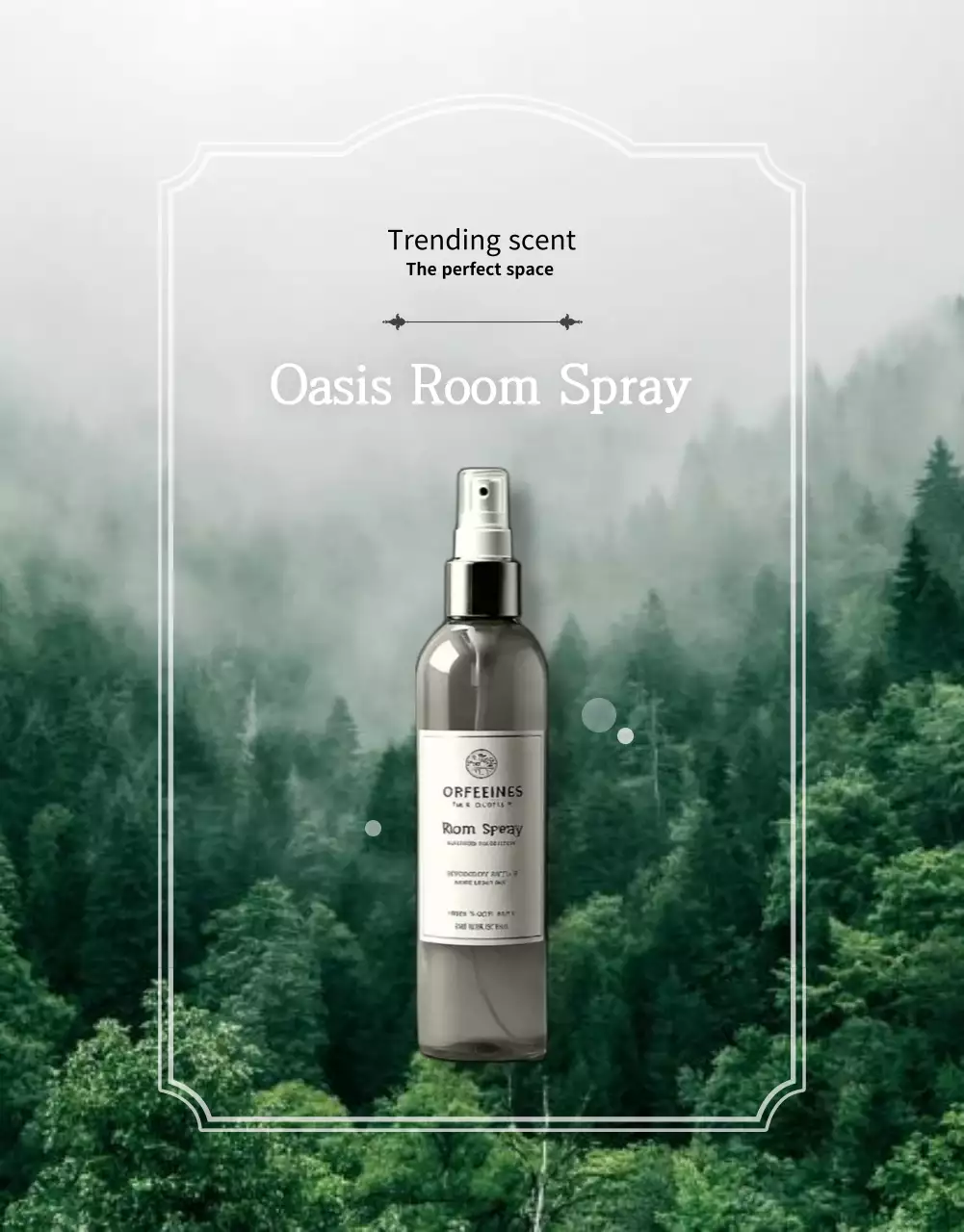 Natural scent of green and mint room spray product advertisement