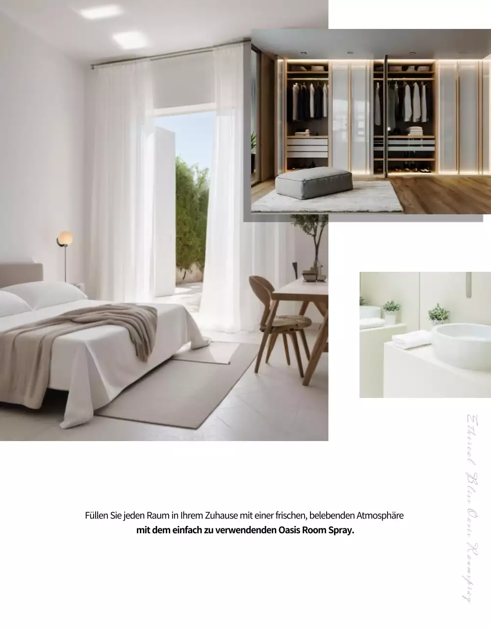 Produktwerbung für ein Raumspray mit dem natürlichen Duft von Grün und Minze.