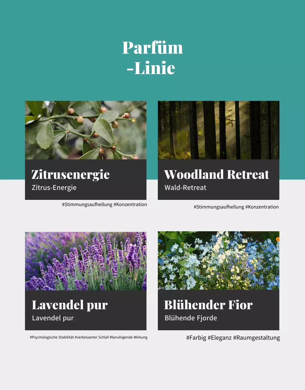 Produktwerbung für ein Raumspray mit dem natürlichen Duft von Grün und Minze.