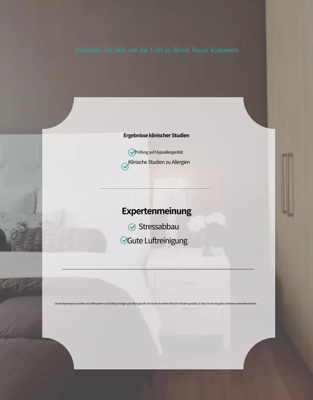 Produktwerbung für ein Raumspray mit dem natürlichen Duft von Grün und Minze.