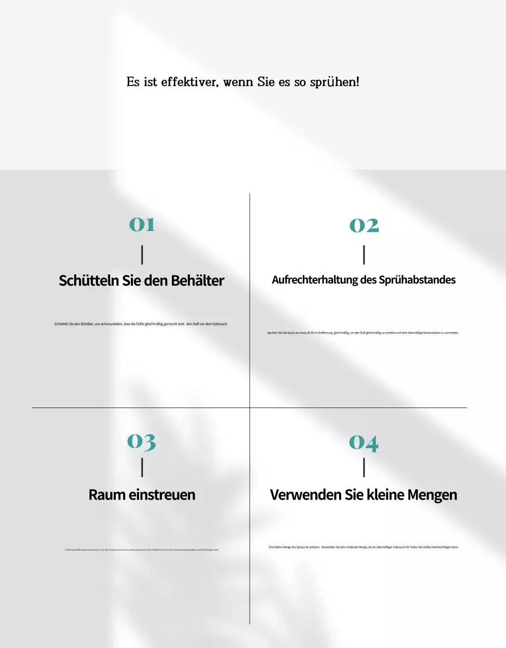 Produktwerbung für ein Raumspray mit dem natürlichen Duft von Grün und Minze.