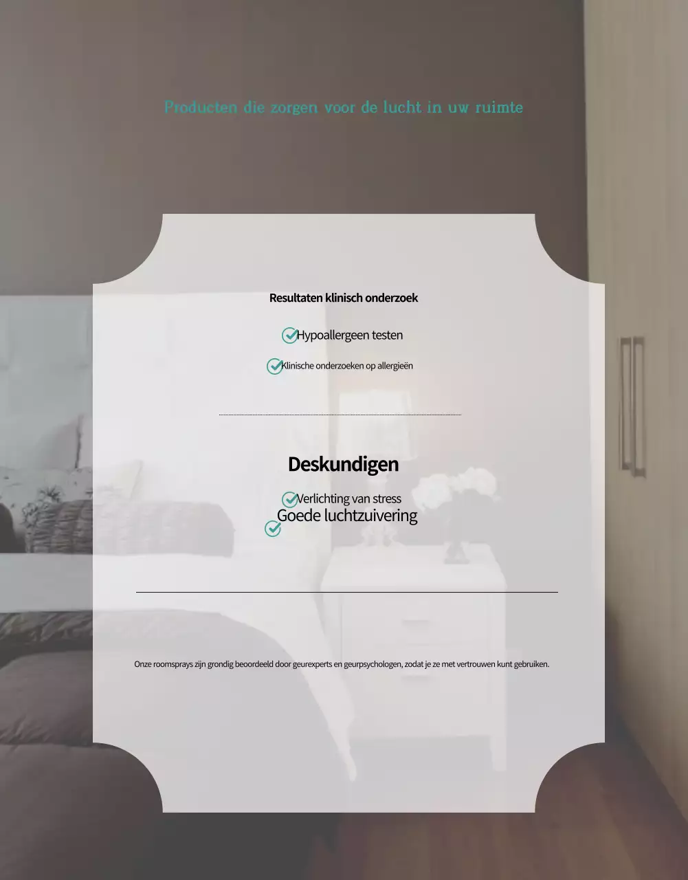 Productreclame voor een roomspray met de natuurlijke geur van groen en munt.