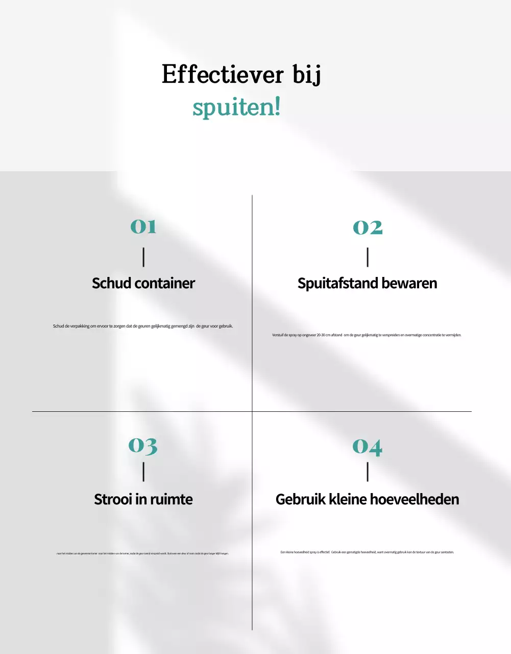Productreclame voor een roomspray met de natuurlijke geur van groen en munt.