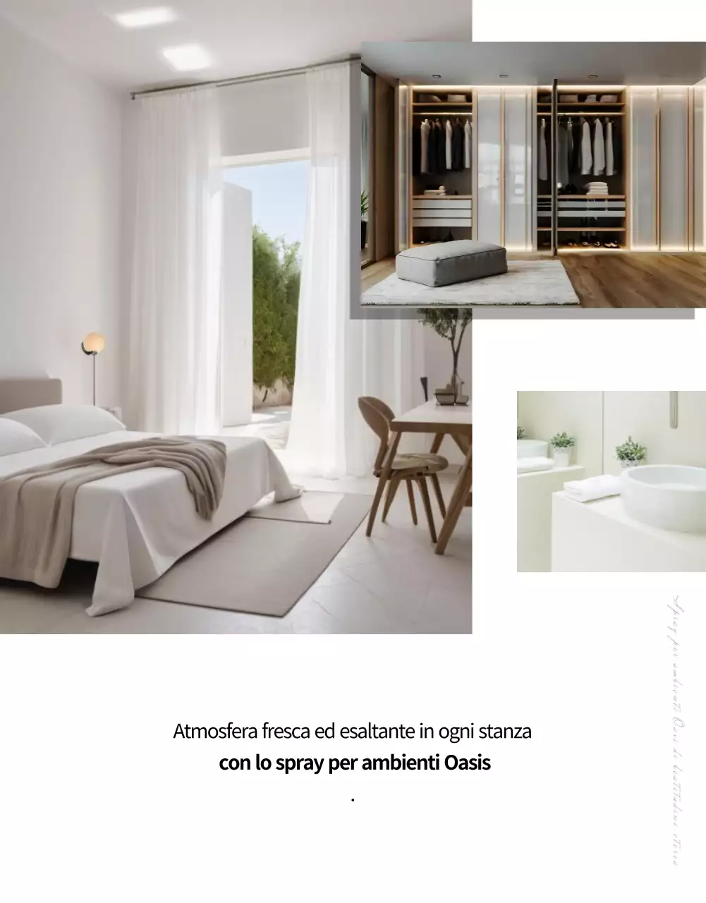 Pubblicità del prodotto per uno spray per ambienti al profumo naturale di verde e menta.