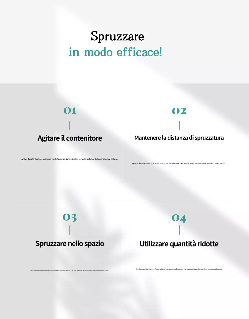 Pubblicità del prodotto per uno spray per ambienti al profumo naturale di verde e menta.
