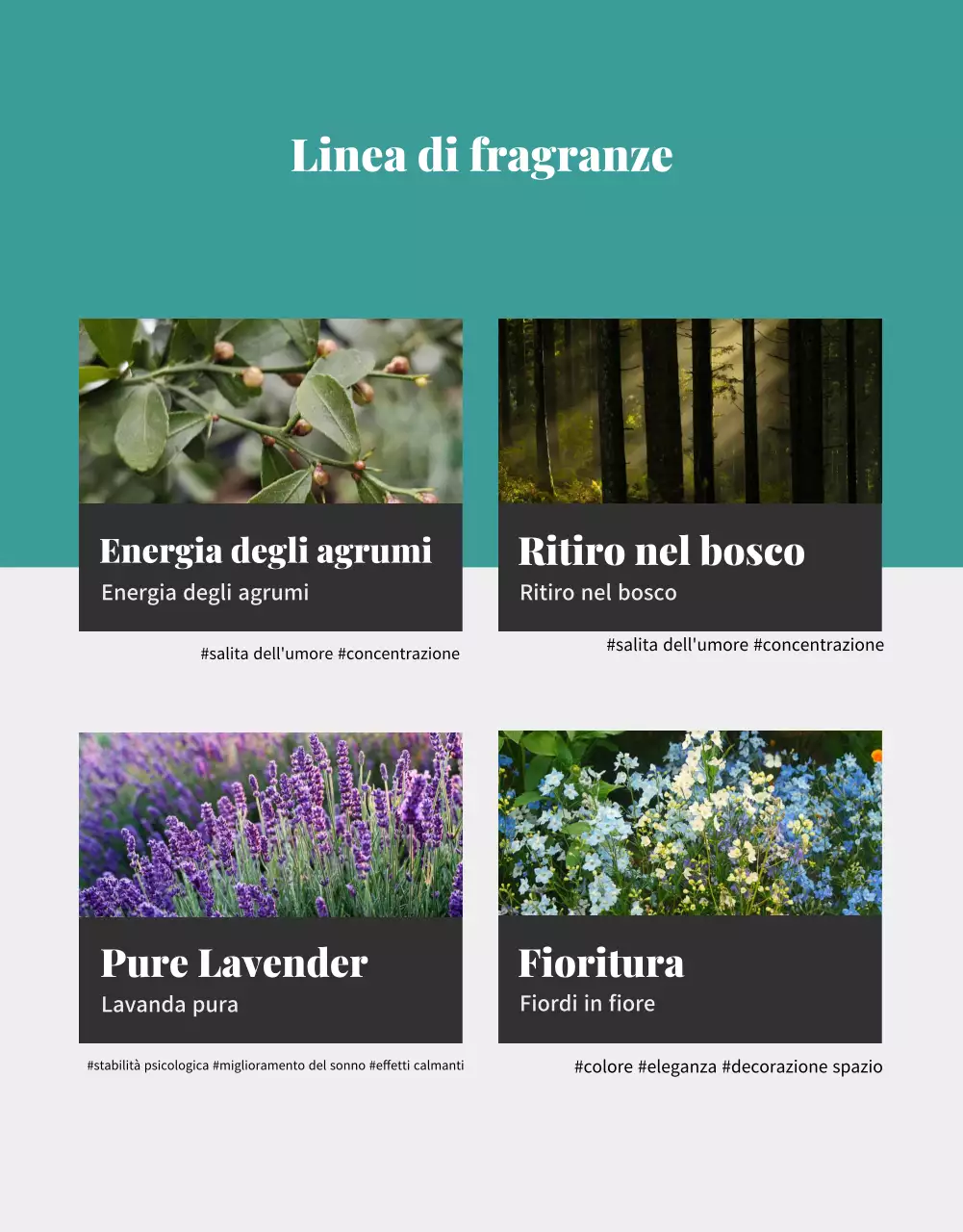 Pubblicità del prodotto per uno spray per ambienti al profumo naturale di verde e menta.