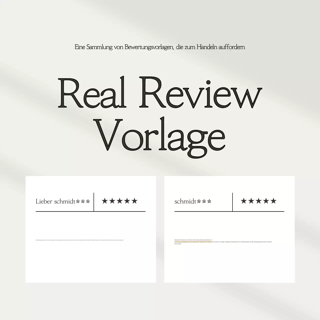 Eine Sammlung von einfachen Bewertungsvorlagen in Beige