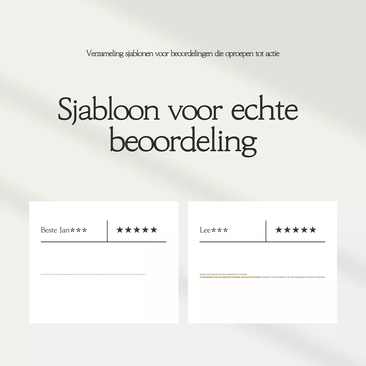 Een verzameling eenvoudige beoordelingssjablonen in beige