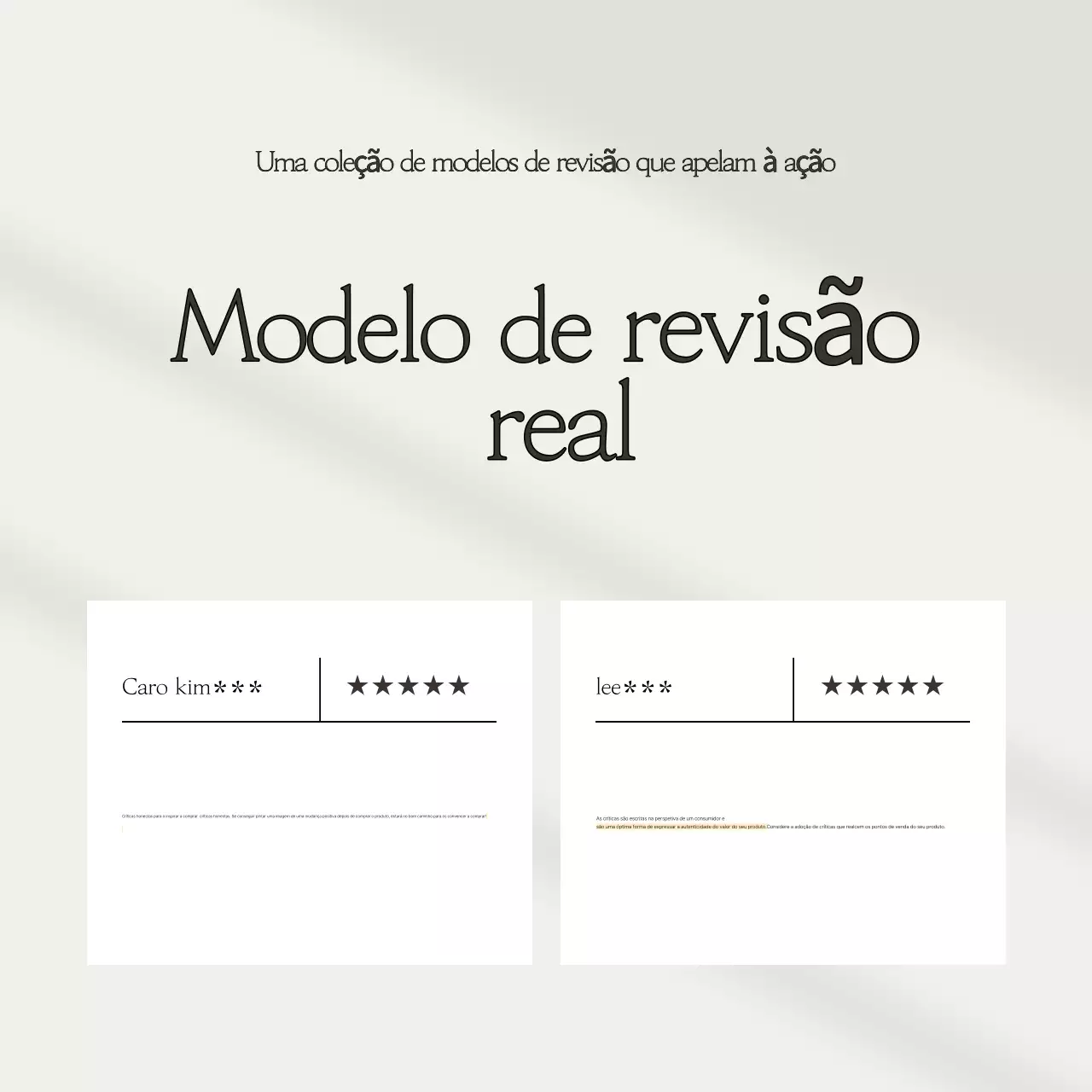 Uma coleção de modelos de revisão simples em bege