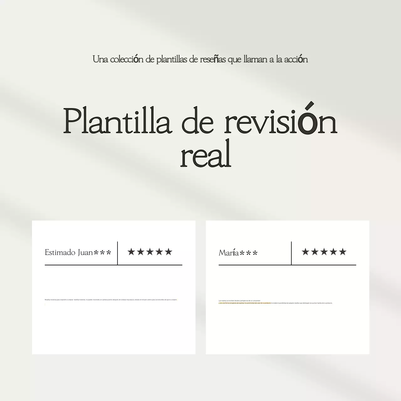 Una colección de plantillas de revisión sencillas en beige