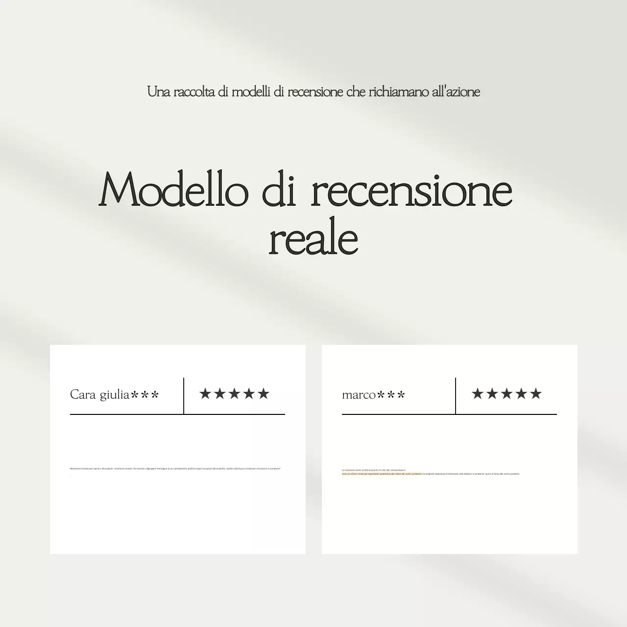 Una raccolta di semplici modelli di revisione in beige