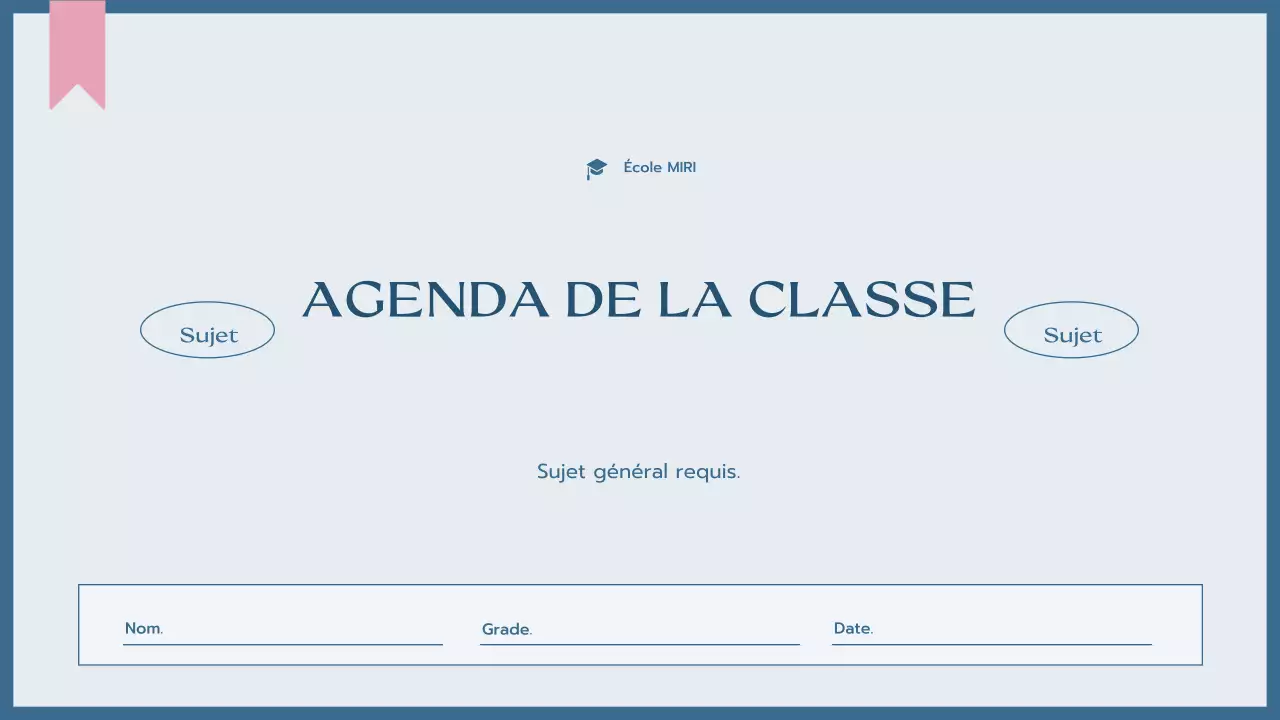 agenda de la classe bleue simple