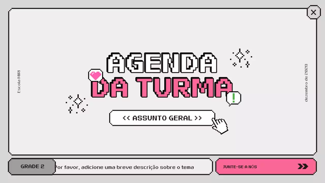 agenda de turma retro cor-de-rosa