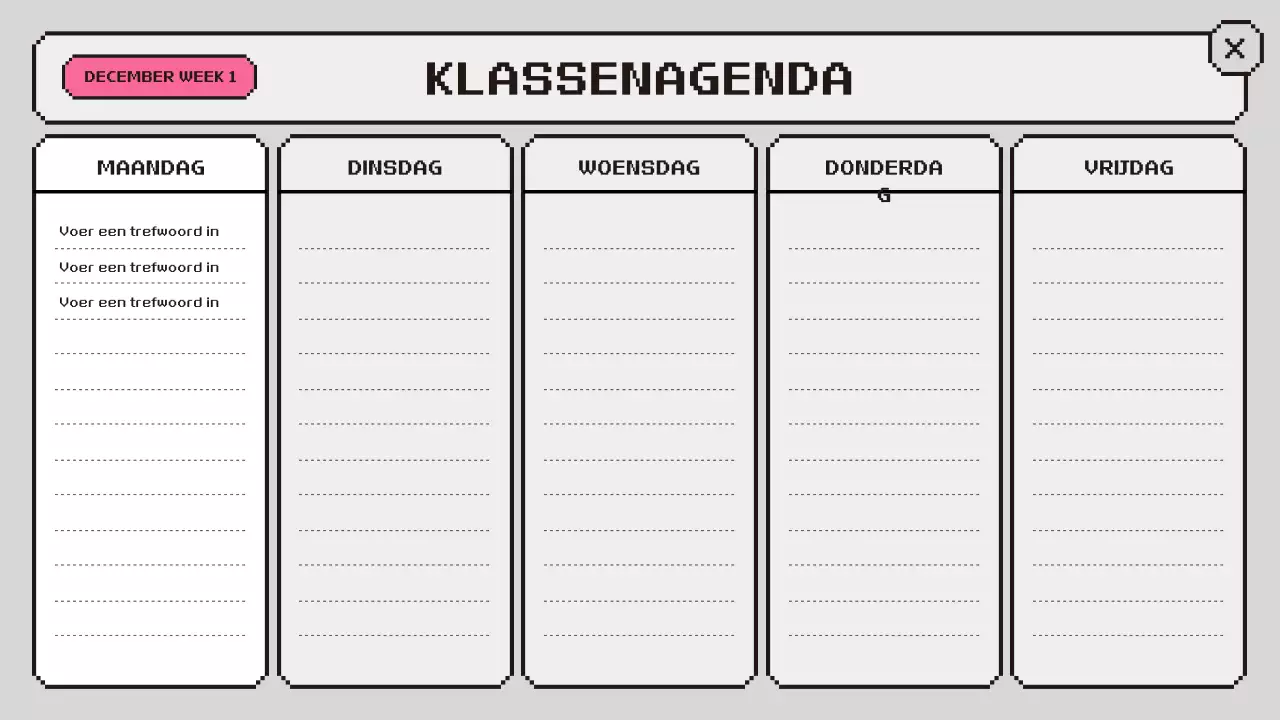 roze retro klasagenda