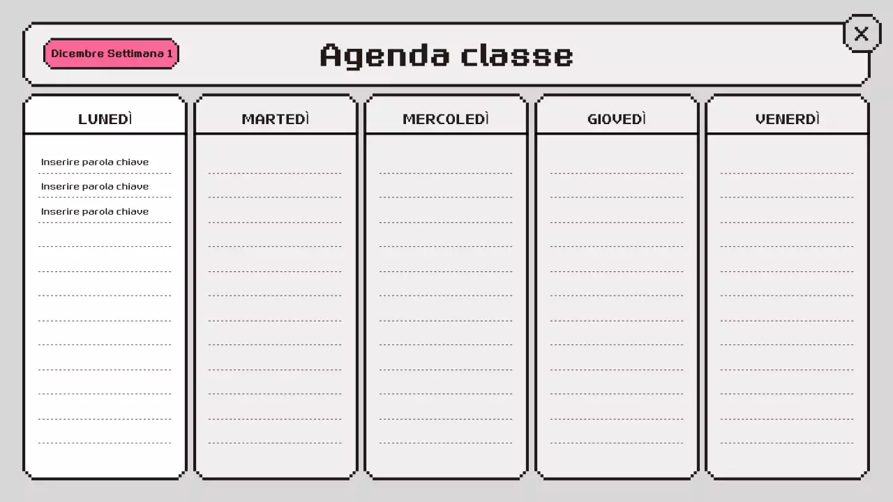 agenda di classe rosa retrò