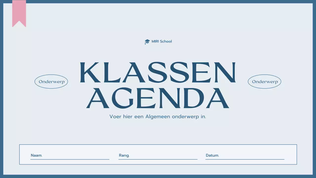 blauwe eenvoudige klasagenda