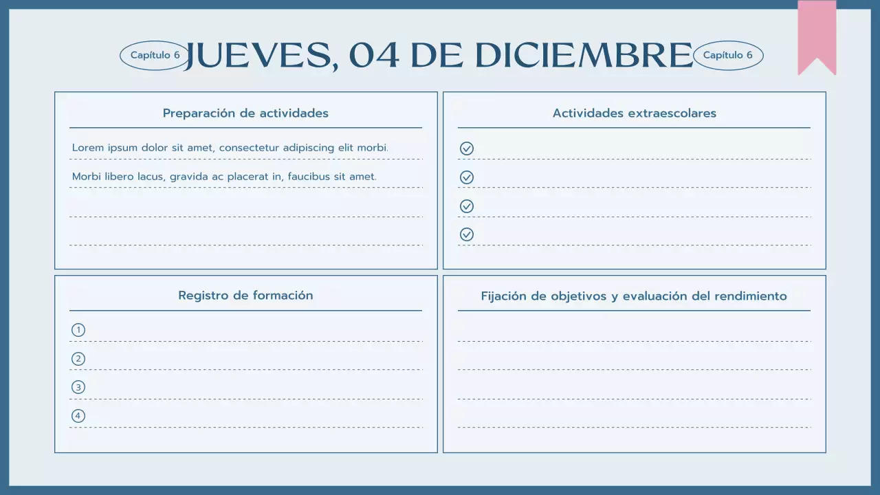 agenda de clase blue simple