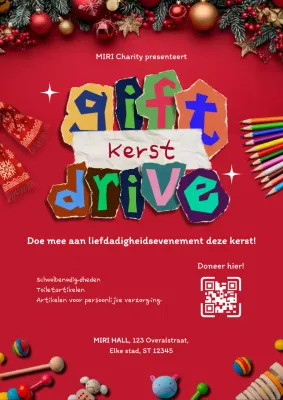 aankondiging rode feestelijke liefdadigheidsactie