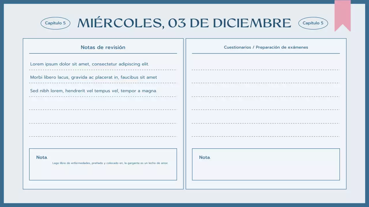 agenda de clase blue simple