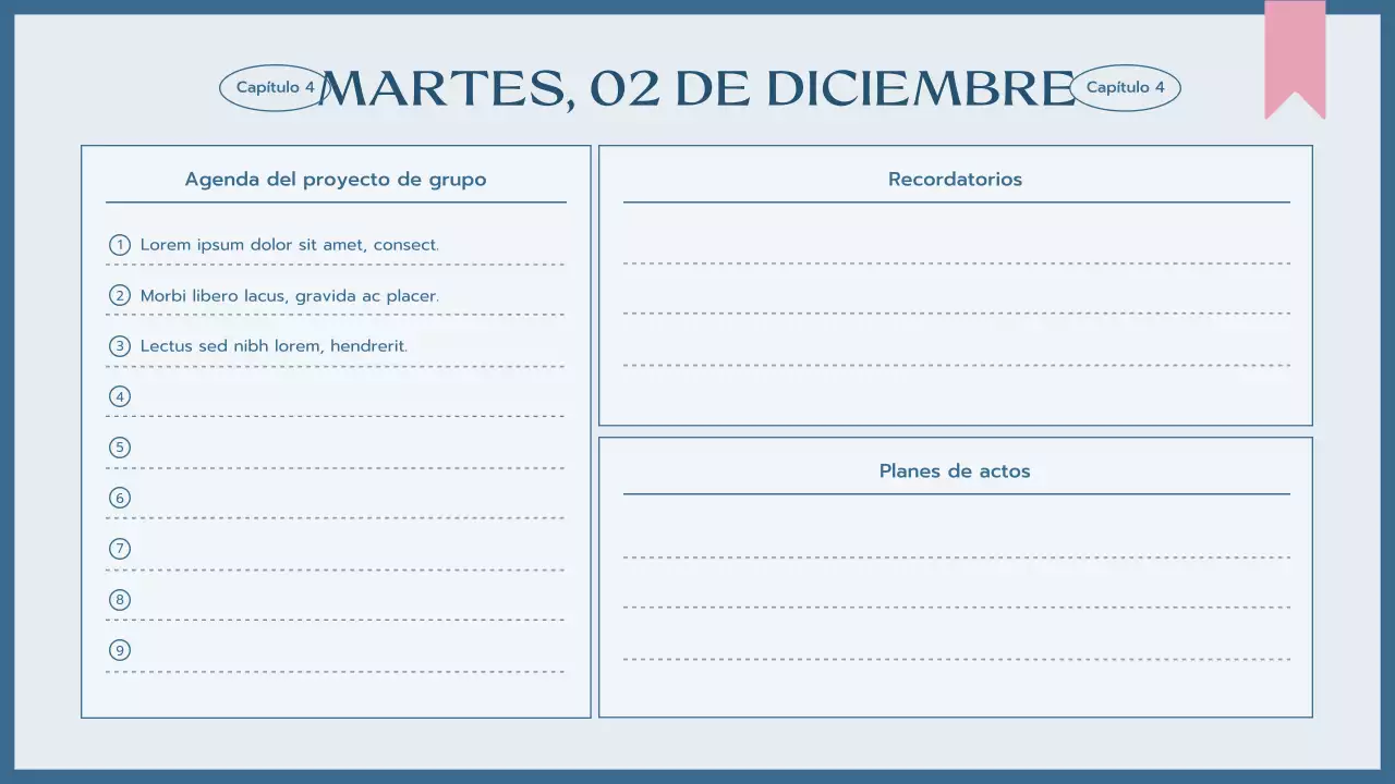 agenda de clase blue simple