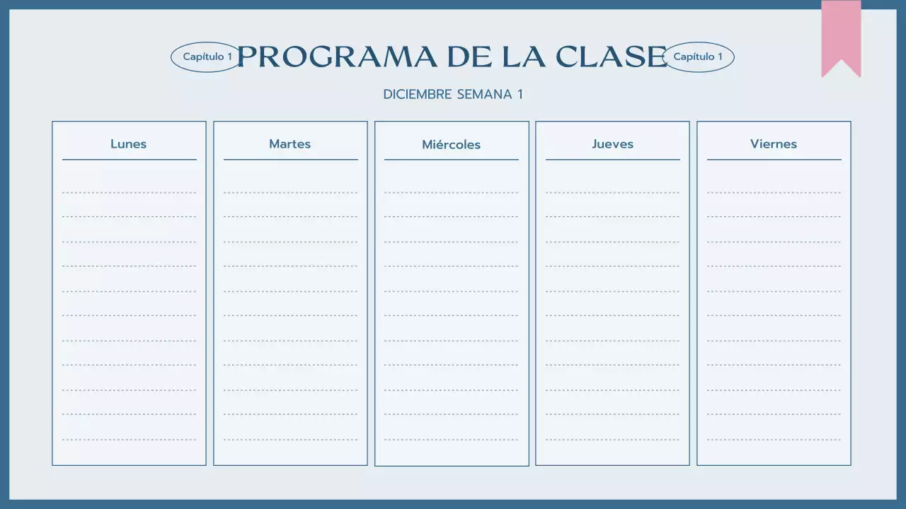 agenda de clase blue simple