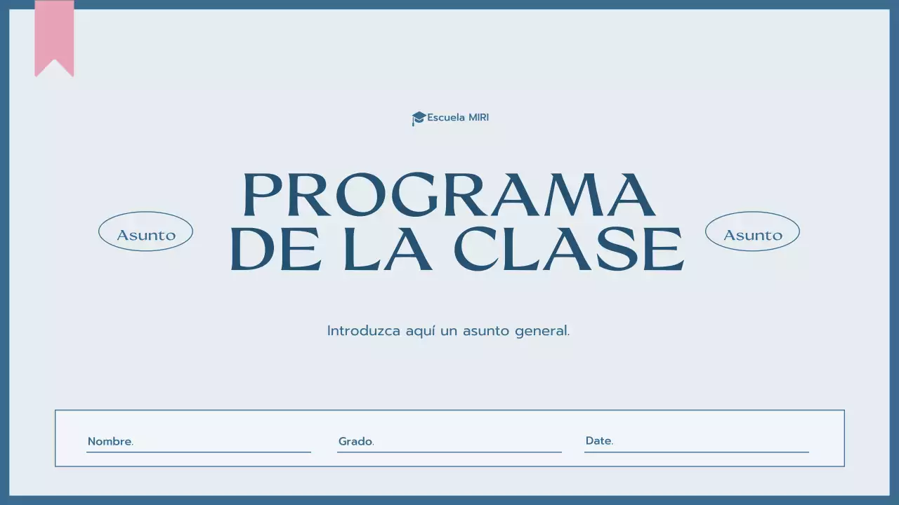 agenda de clase blue simple