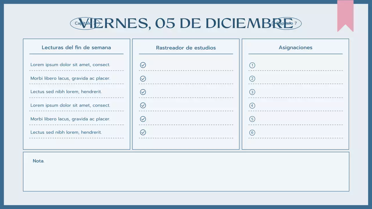 agenda de clase blue simple