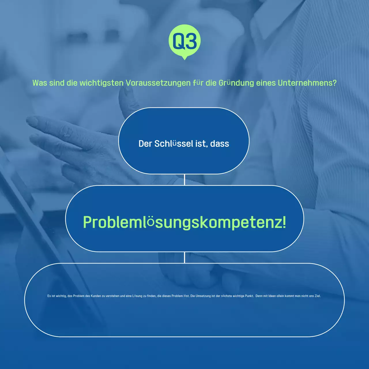 Werben Sie für ein modernes Interview in Blau und Grün