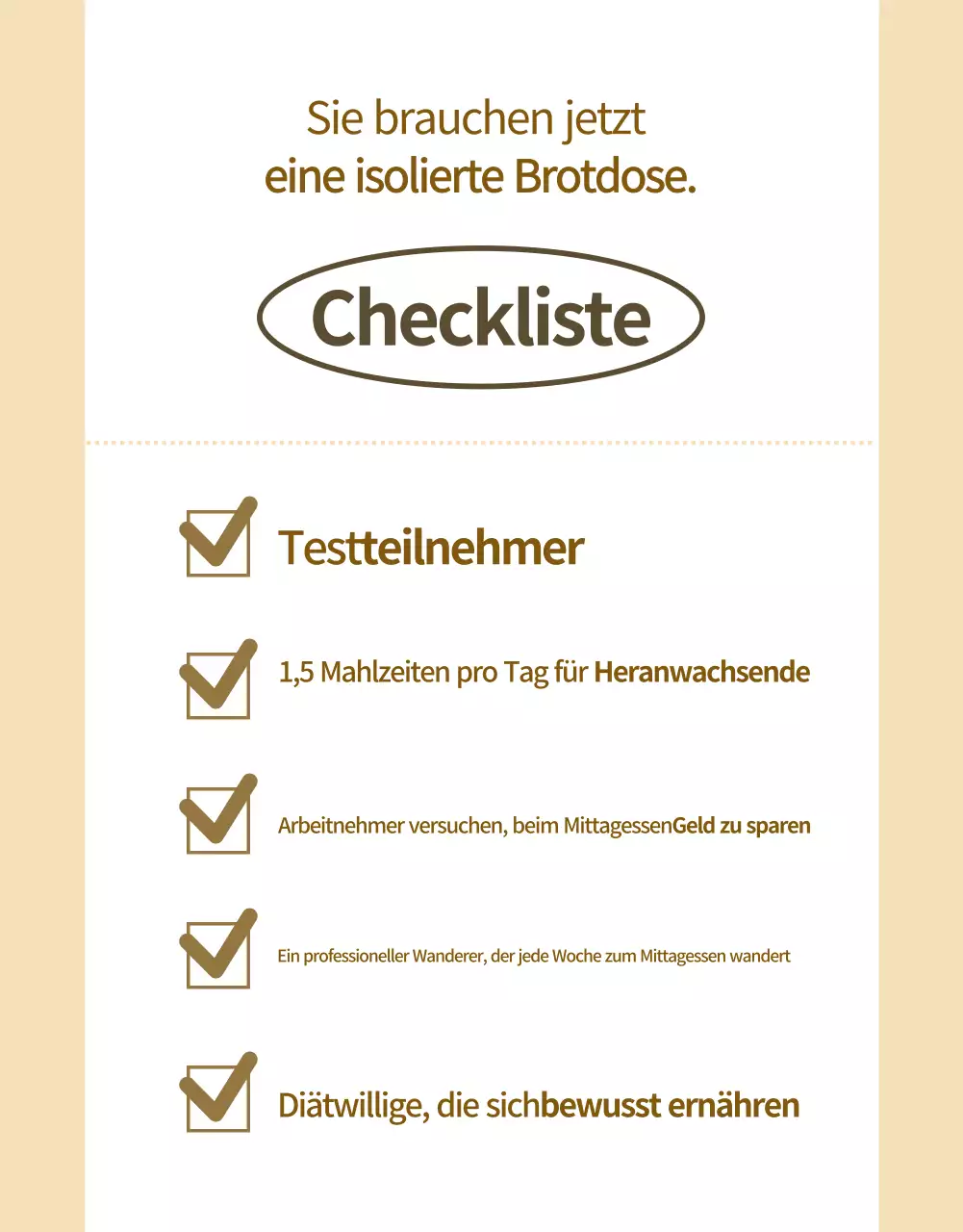 Beige moderne Lunchbox Anzeige