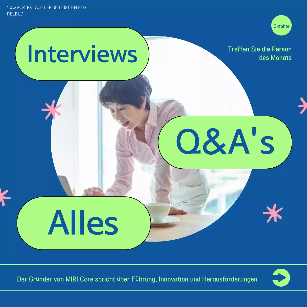 Werben Sie für ein modernes Interview in Blau und Grün