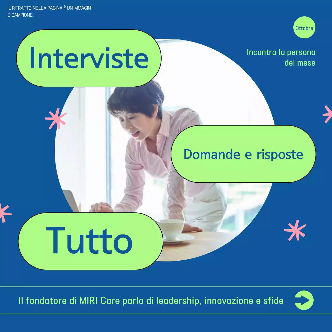 Promuovere un'intervista moderna in blu e verde