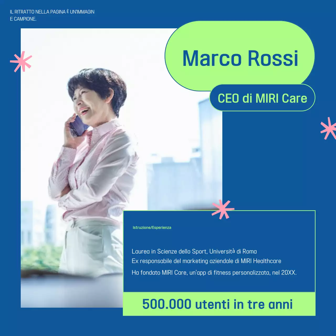 Promuovere un'intervista moderna in blu e verde