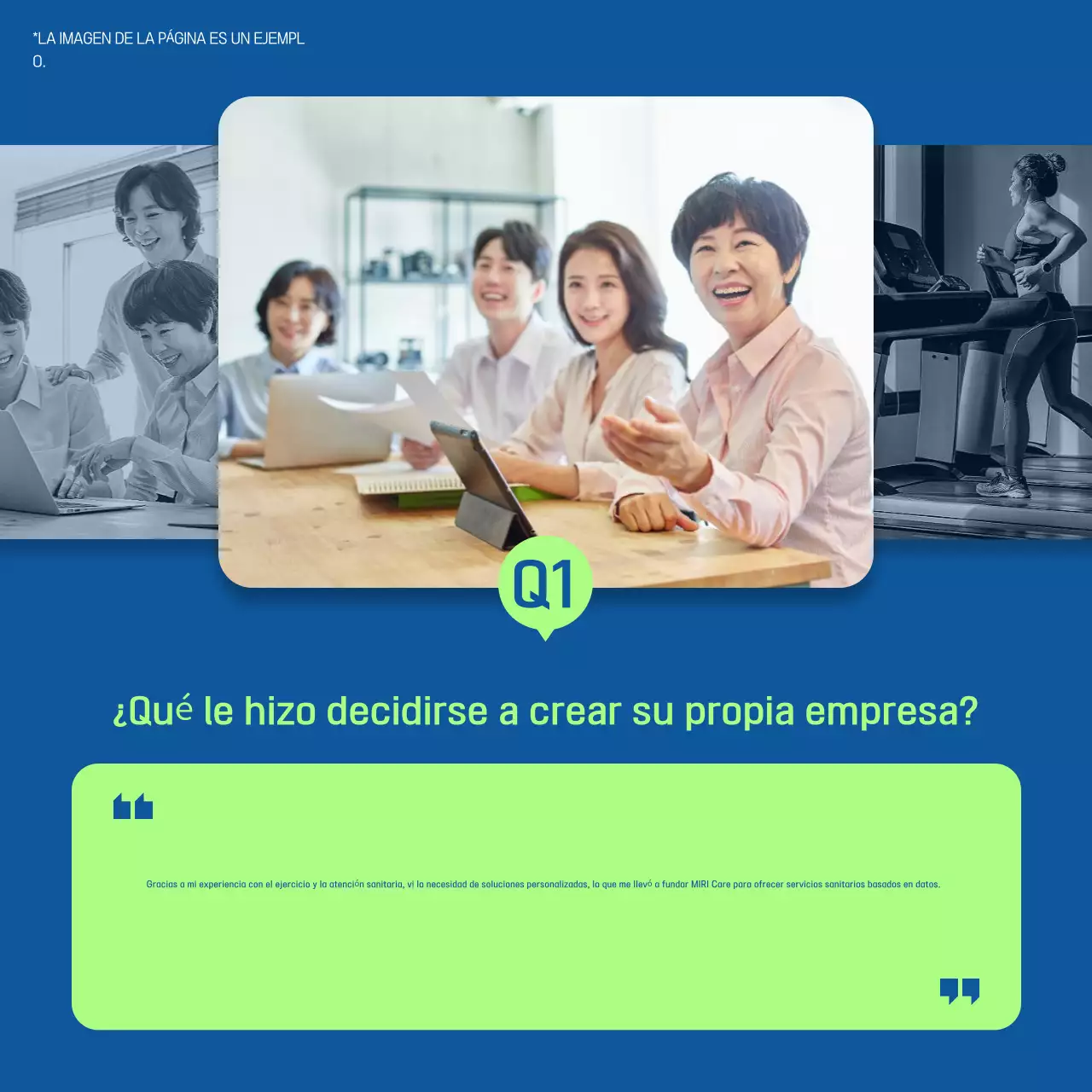 Promueva una entrevista moderna en azul y verde